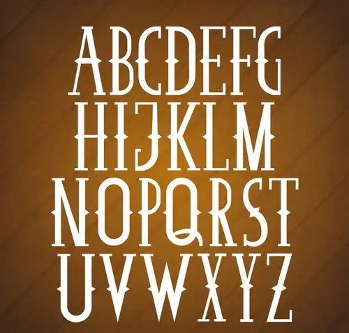 26个复古大写英文字母设计矢量图_矢量字体_懒人图库