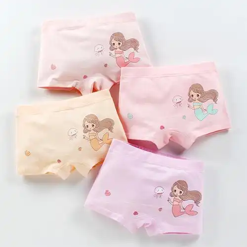 儿童内裤女童纯棉婴儿平角三角1女孩小孩2四角3全棉6岁女宝宝短裤