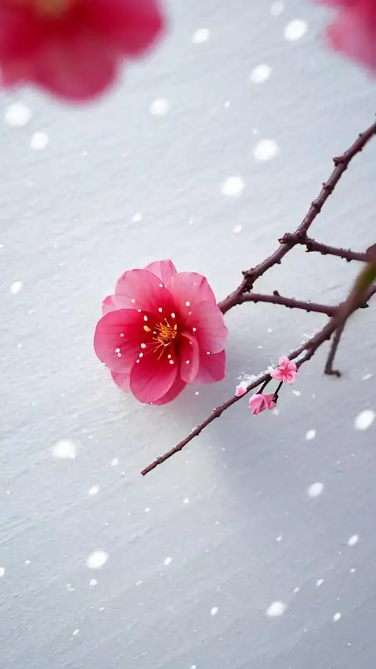 雪中的梅花,美女