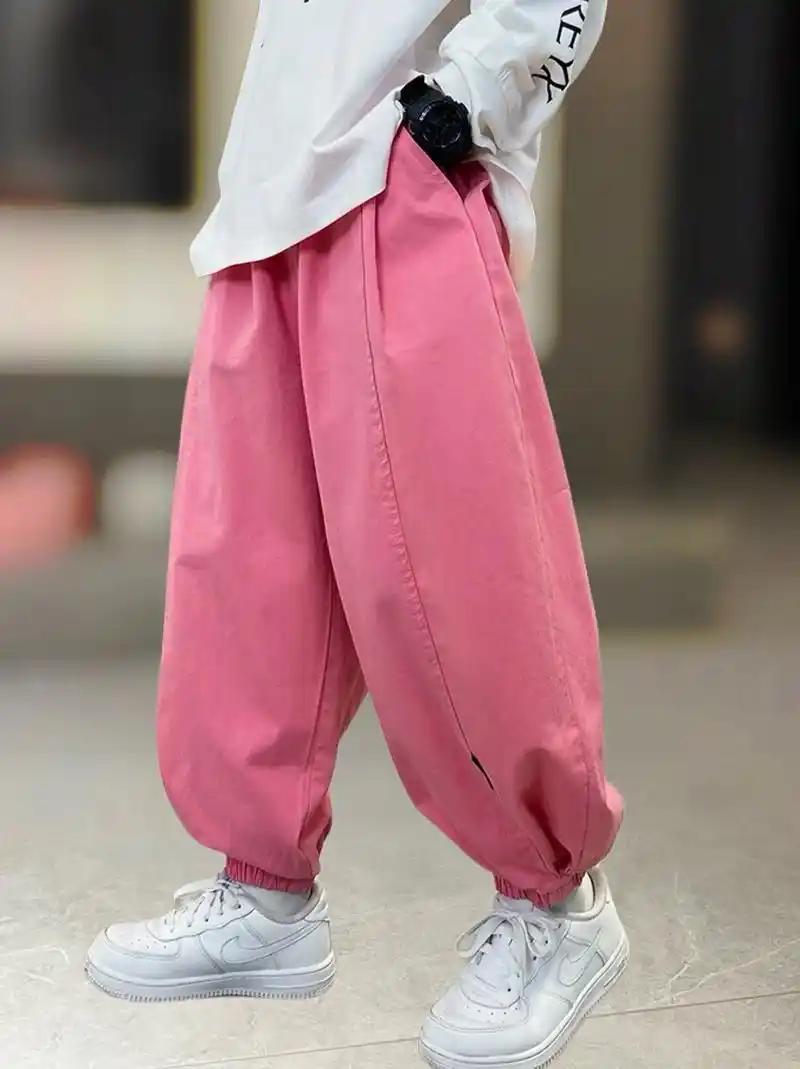 太喜欢这条粉色裤子啦～面料柔软舒适,版型休闲大方,松紧裤腰不 - 抖