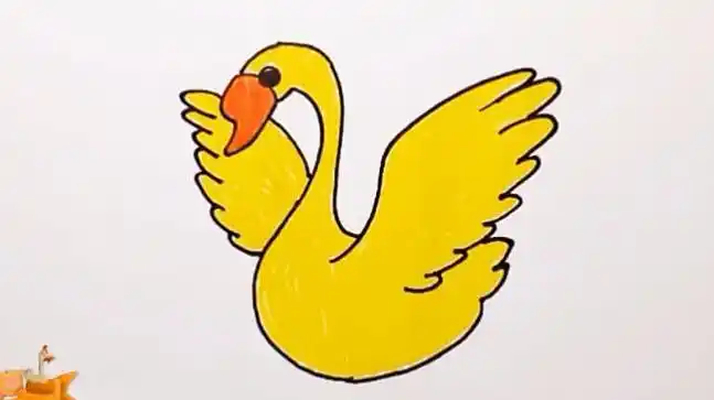 柳树下戏水的白鹅简笔画