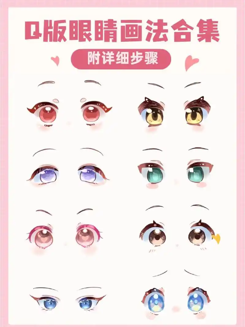 4步教你画8种q版动漫眼睛! 今天教大家画blingbling的q版动漫眼睛!