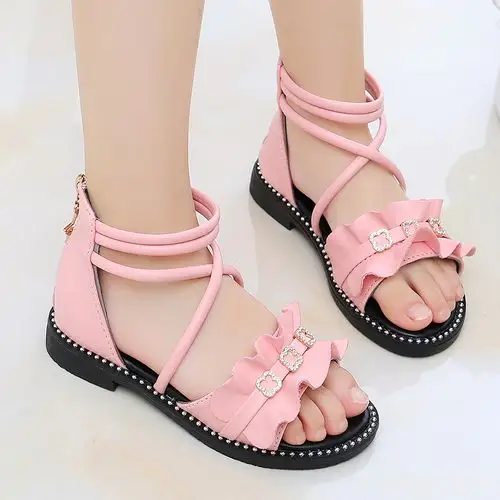 公主软底罗马6时装夏天小孩凉鞋女孩12岁凉鞋