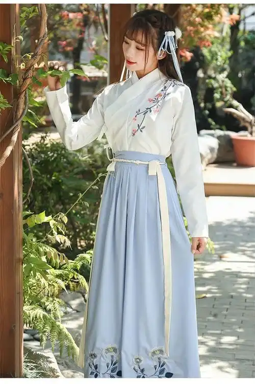 雅鹿汉服女冬季交领齐腰古装改良日常仙女清新淡雅学生中国风古风长裙