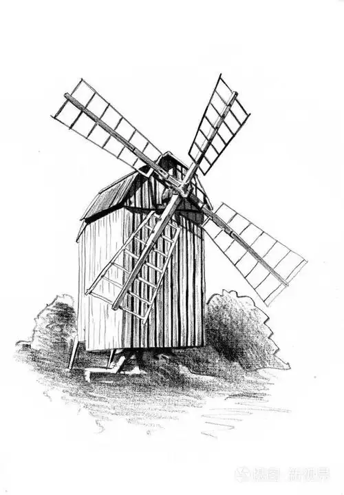风车旧复古老式绘图
