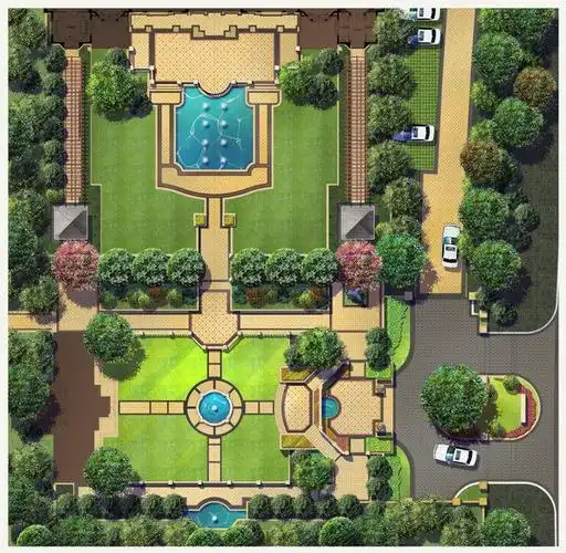 psd下载欧式庄园园林景观设计总平面图