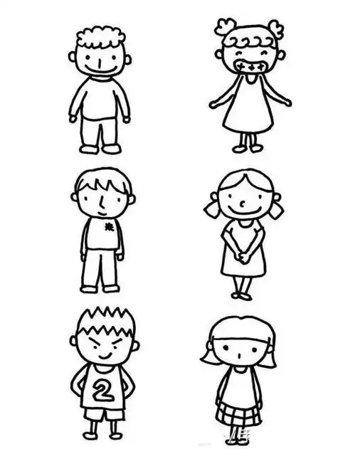超可爱的卡通人物男孩女孩简笔画