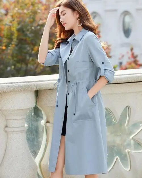 他他商城 女装 20125风衣女2020春装新款韩版薄款过膝长外套防晒衣