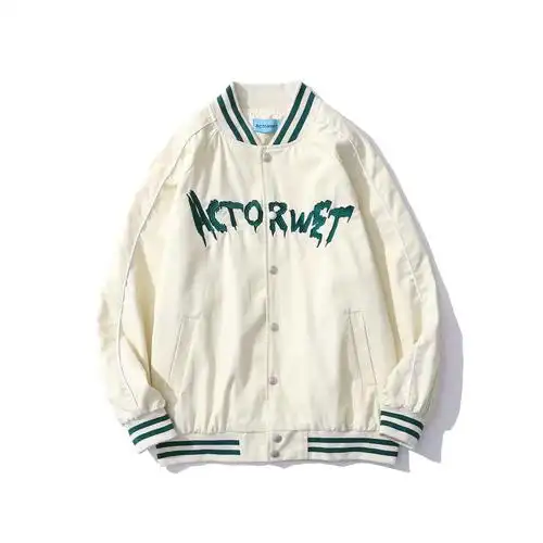 露娜nana美式复古字母刺绣立领棒球服外套女宽松潮牌休闲情侣夹克