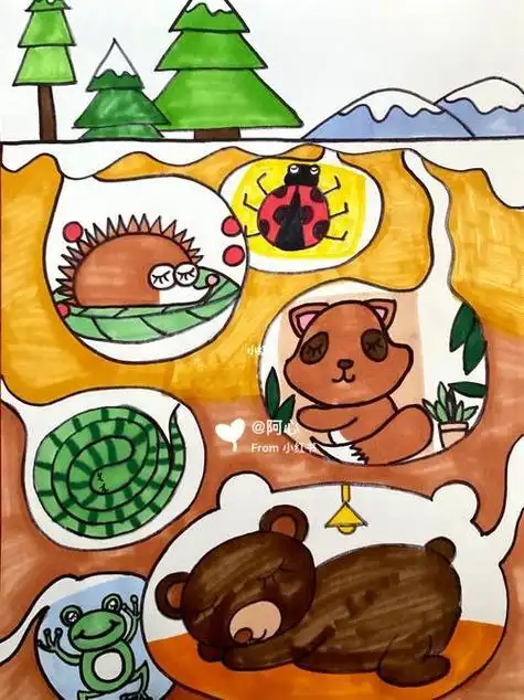 冬眠的动物简笔画冬眠的动物简笔画彩色青蛙冬眠简笔画2冬天动物冬眠