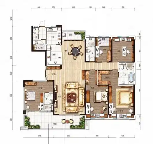 280平米的完美六室大平层实用和奢华兼具的理想户型舍此其谁