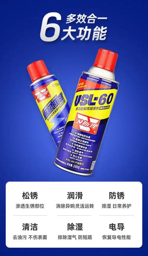 除锈润滑喷剂家用门合页锁芯去锈车门异响链条防锈润滑油2支装280ml