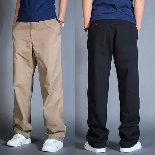 厚款休闲裤男宽松直筒大码男裤加肥加大胖子工装裤男秋季长裤纯棉
