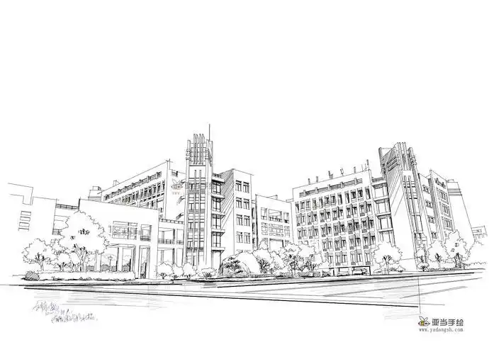 西一教学楼【昆明手绘】昆明理工大学a教学楼建筑手绘教学楼简笔画