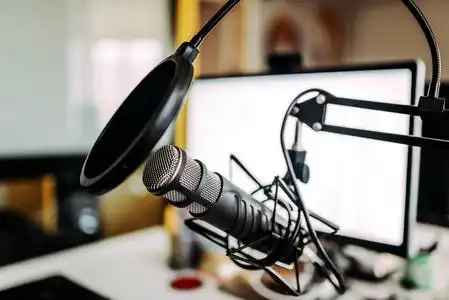 现代 radiostation 中麦克风的关闭视图照片