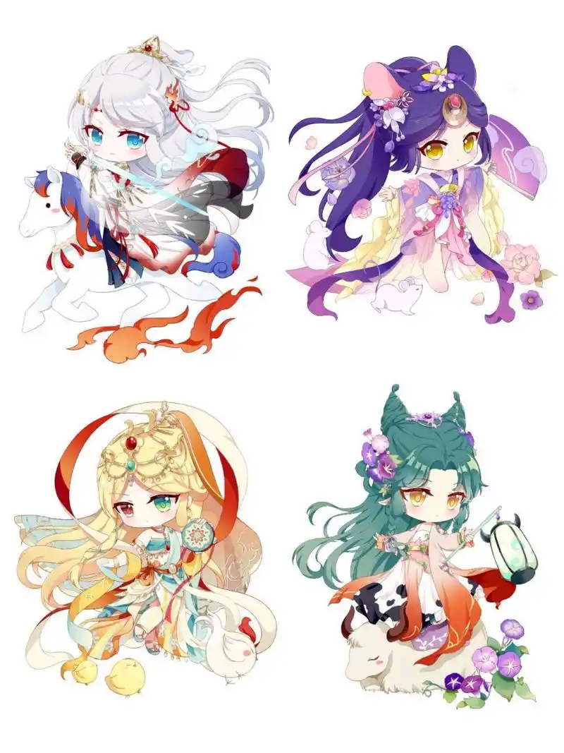 q版12生肖拟人古风少女合集(中) 不知不觉十二生肖也画了2/3啦把鼠,牛