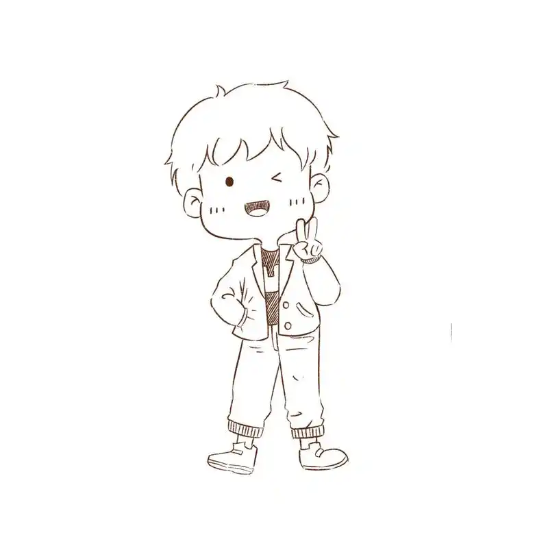 简笔画|q版人物全身造型帅气小男孩 - 练习了好几个小女孩的造型,这次