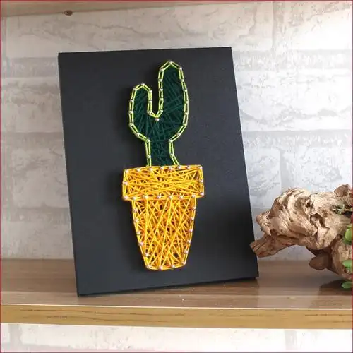 钉子绕线画盆栽仙人掌