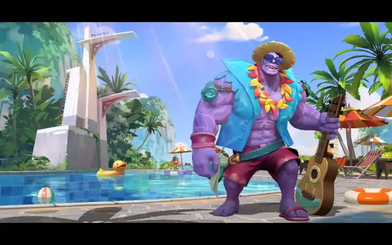 「皮肤」泳池派对 蒙多 皮肤鉴赏 国际服售价725核心,真的值呀_哔哩哔