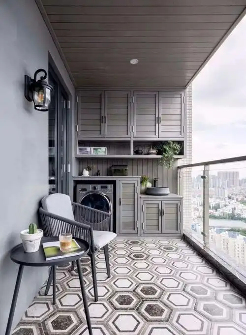 澳比德全屋定制阳台设计预判洗衣机柜装修效果图