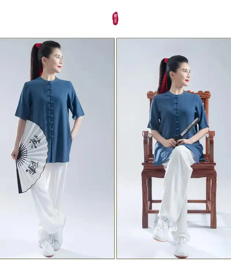 穿上这件太极服,感觉自己就是一位武术大师.柔软的棉亚麻材质, - 抖音