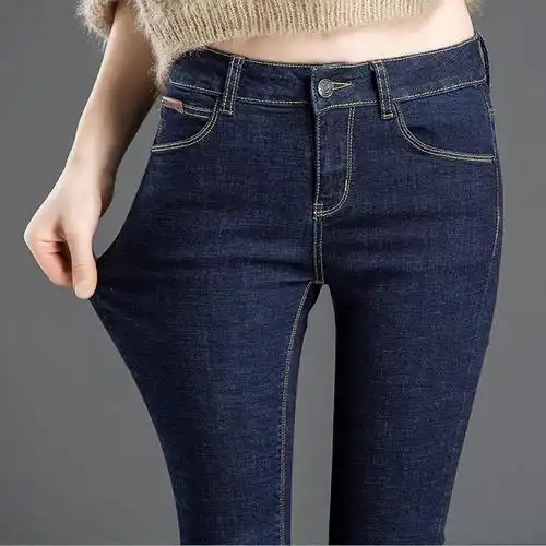 牛仔裤女裤子女春秋新款高腰韩版显瘦黑色小脚紧身显瘦弹力长裤子
