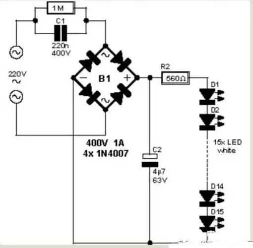 基于ac220v的led球泡灯电路