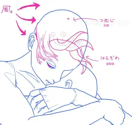 【动态头发画法】飘动的头发画法,就是这么丝… - 半次元 - acg爱好者