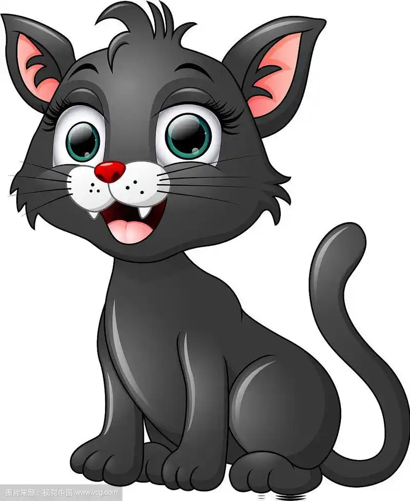 黑猫卡通孤立的白色背景
