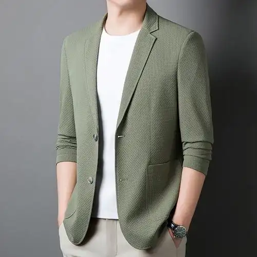 时尚男士西装外套男2024春季新款高级感商务休闲西服上衣单西男装