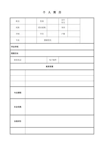 个人简历模板表格式