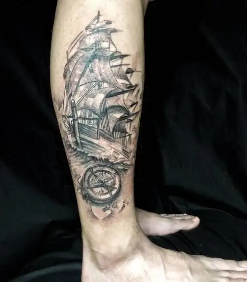 客人自带图帆船纹身图片