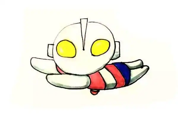 飞行中的奥特曼简笔画步骤图文教程彩色版画法