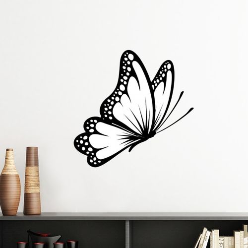 简约复古黑白蝴蝶剪影墙贴壁纸房间贴花