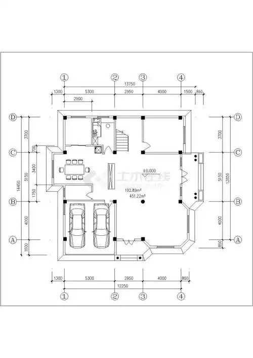 框混结构欧式风格独栋别墅全套建筑设计cad图纸,其中包含:各层平面图