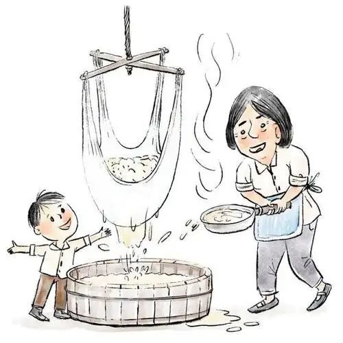 将黄豆磨好的豆浆烧到滚烫 用纱布过滤好烫中的黄豆渣