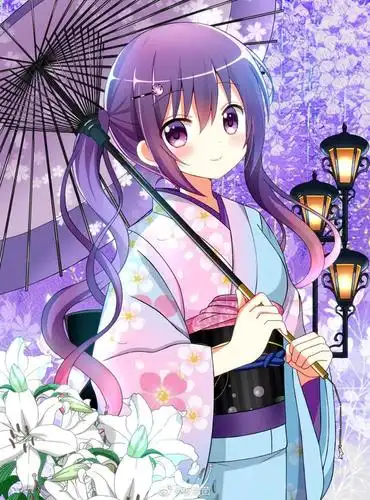 动漫插画|作品的背景色和人物色调相互衬托,人物显得可爱温柔