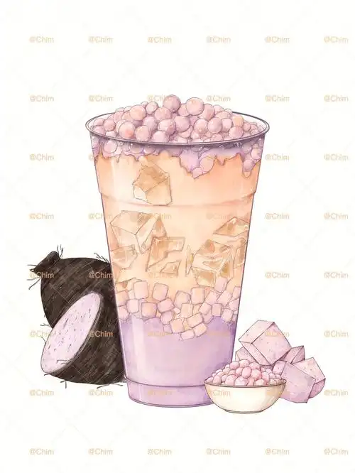 ipad奶茶水彩分享谁会拒绝温柔紫呢