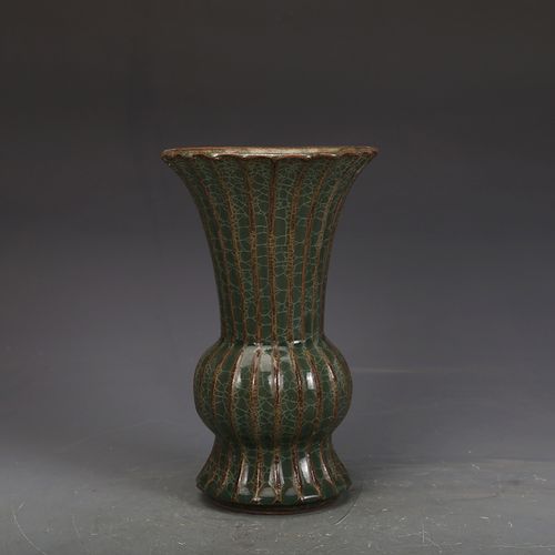 宋瓷收藏溪口官窑花觚瓶古董古玩五大名窑旧货老货收藏摆件