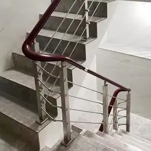 304不锈钢楼梯扶手方管拉丝室内外家用阳台护栏简约现代阁楼栏杆