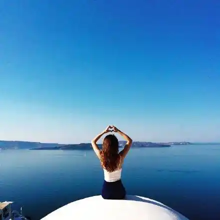 女头,背影,蓝天大海