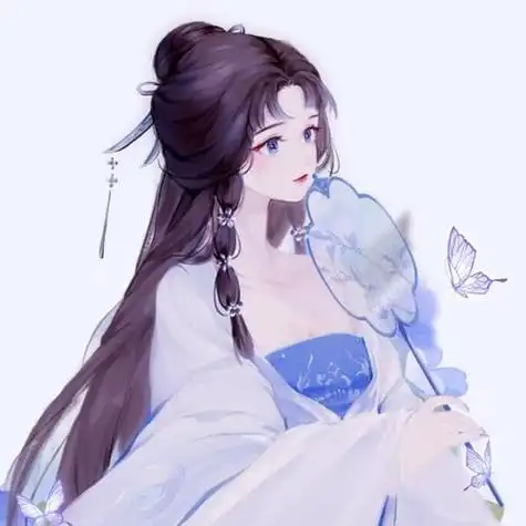 二次元女头像古风扇子