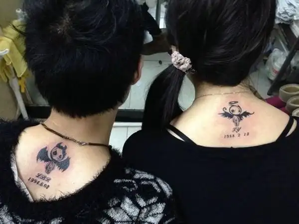 情侣背部纹身图案
