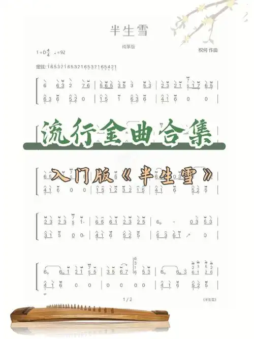 【流行金曲古筝谱分享366 】《半生雪》新手入门易上手