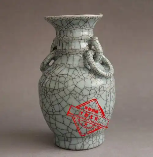 景德镇陶瓷器仿官窑开片花瓶现代家居客厅装饰工艺品简约摆件摆设