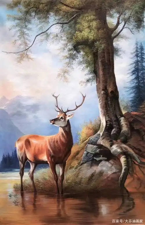 大芬油画动物麋鹿