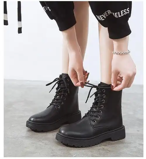 少女初中生春秋天马丁靴高中生马丁鞋大学生女靴女英