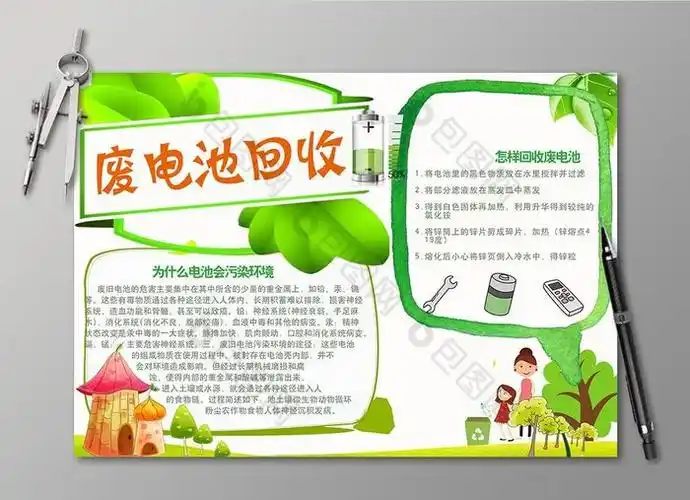 废电池回收电子小报图片