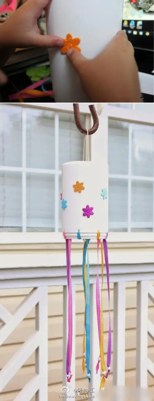手工-儿童手工#塑料杯风铃~用完的塑料杯不要扔掉哦~其实把他改揭一