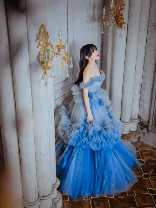 程潇蓝色婚纱照